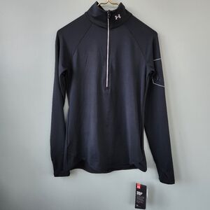 UNDER ARMOUR Fly Fast 1/2 Zip Black 360 degree Reflectors Size Medium Thumbholes